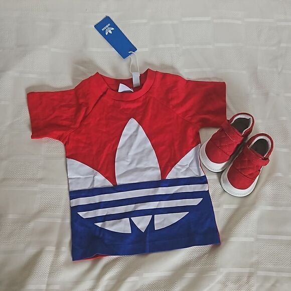 Adidas & Jack And Lily Boy's Toddler T-shirt & Sneaker 12-18 Months Red/ Blue - Picture 16 of 16